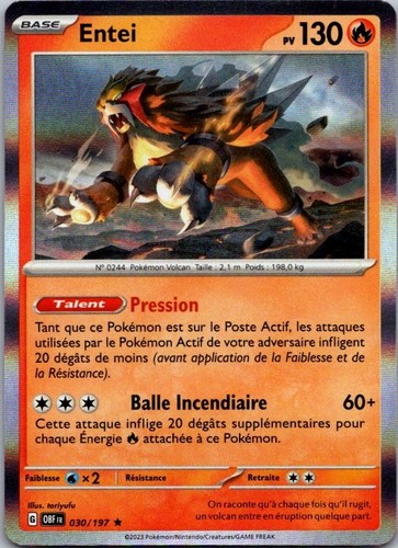 Carte pokémon entei 030 197 - pokémon, 030/197
