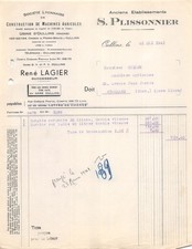 1941 SOCIETE LYONNAISE DE CONSTRUCTION DE MACHINES AGRICOLES ANCIENS ETS S PL