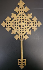 Ancienne Croix Église Copte Éthiopienne 44cm Laiton ou bronze ? Objet Ethnique