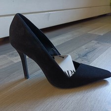 ZARA Chaussures daim noires talon aiguille en cuir Taille 37 (9)