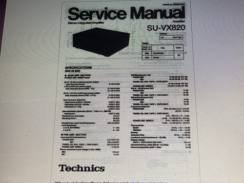 Technics vx820 service - technics,