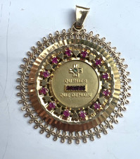 RARE PENDENTIF ROND EN OR JAUNE 18 CARATS 750 PLUS QU HIER MOINS QUE DEMAIN