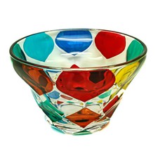 Bol À Bonbons En Verre De Murano Pour Bijoux Multi Vert Bleu Rouge 7,5 Cm