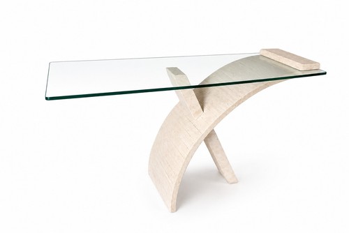 Console travertin verre - console, et