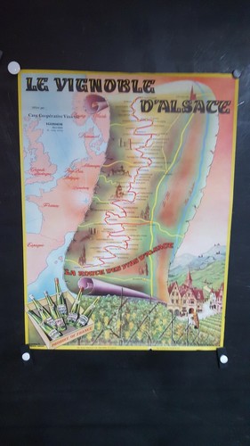 Affiche vin alsace - alsace, carte