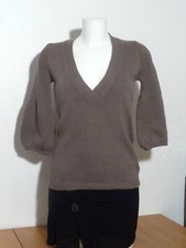 ? Pull 100% Coton Marron Taupe à Manches 3/4- Taille 34/36- 3 Suisses