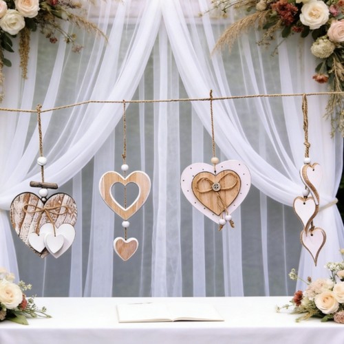 Ornements coeur bois naturel - ornements,