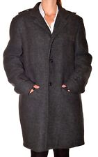 Long élégant manteau de ville taille XL homme gris chiné uni col V hivernal