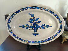 Grand Plat faïence  Rouen ou St Forge les Eaux dit cul-noir décors panier fleuri