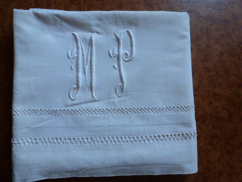 Drap ancien lin superbe - ancien,