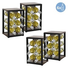 4x Casier à vin 6 bouteilles porte-verres de bar armoire à vin noir 24x21x37,5cm