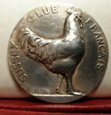 BritishRare rooster FRENCH 50MM AWARD BRONZE MEDAL BY FATH Sussex club Français 