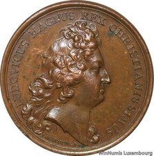 D9291 Rare Médaille Louis XIV M-Louise Orléans Mariage Roi Charles II Spain 1679