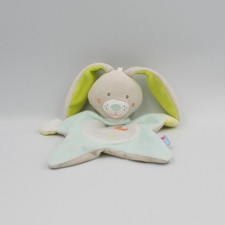 Doudou lapin beige bleu blanc