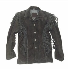 Manteau noir à franges en