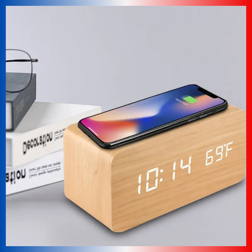 Réveil numérique bois led - réveil,