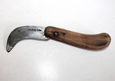 ANCIEN SERPETTE GREFFOIR / COUTEAU JARDINIER ARTISANAL DE POCHE - LINOLEUM C.R.J