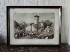 Ancien très beau dessin au