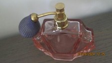 vaporisateur parfum à poire en verre vieux rose pêche poudré