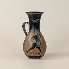 Grand Tour Style Greek Oinochoe Wine Pitcher Black Figure Pottery Tourist Art