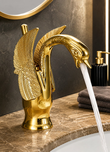 Robinet lavabo cygne doré - robinet,