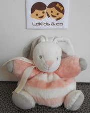 DOUDOU KALOO LAPIN BOULE PATAPOUF BLANC ROSE RAYE TENDRES & DOUCES 18 cm - D1749