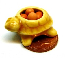 8 Ample Marron Oeufs En Céramique Tortue Support Tumdee 1:12 Échelle Maison