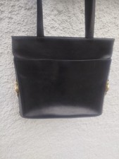 Sac à main Lancel en cuir noir glacé vintage