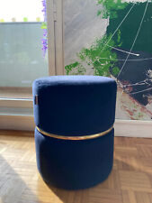 Tabouret Pouf rembourré rond en velours métallique doré DUHOME