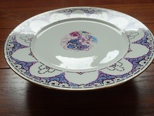 LIMOGES LEGRAND PORCELAINE ANCIENNE ASSIETTE A DOUCEURS SUR PIEDOUCHE ART DECO