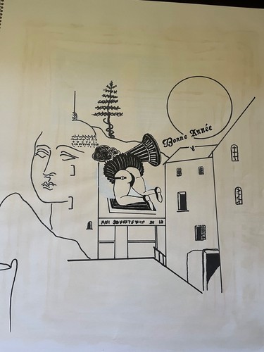 Dessin encre chine signé - de,