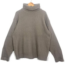 Pull Col Haut Mailles Uni Marron Gris Vintage 90’s (Laine Mixte)
