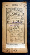 Carte routière  Michelin N° 28 . Clermont - Lyon ( Années   1910 )   Bon état