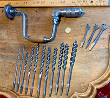 outils anciens,old tools,vieux outils,beau vilbrequin Peugeot frère et ses mèche