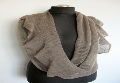 Foulard lin naturel gris - en,