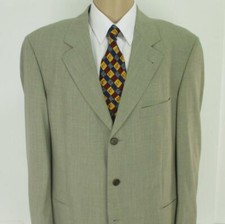 44 R HUGO BOSS Beige Gris Extensible Laine 3 Boutons Hommes Blouson Sport Blazer