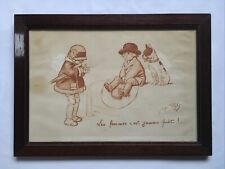 Georges REDON Gravure Humoristique 1925 « Les Femmes C’est Jamais Prêt » Encadré