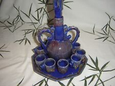 service à liqueur émaillé bleu.