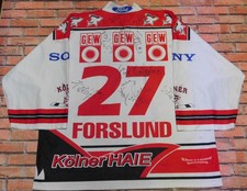 Maillot Shirt Trikot De Hockey Sur Glace Kolner Haje Forslund 27 Tg. XXL