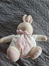 Doudou Peluche Boule Lapin KLORANE blanc Rose 28 cm