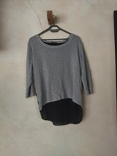 Pull gris bi matière dos nu dentelle Breal taille 38 40
