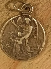 Médaille Religieuse Ancienne Baptême Ange Gabriel Signée Becker