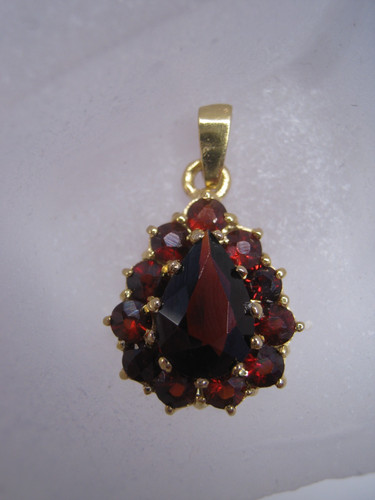 Pendentif poire grenat - grenat, or