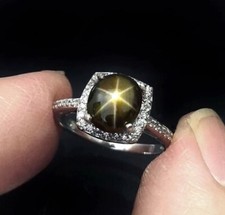 Bague saphir étoile noire