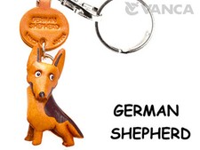 Porte-clés chien en cuir 3D fait main berger allemand *VANCA* fabriqué au Jap...