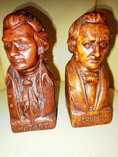 paire de sculptures bustes de Mozart et de Chopin