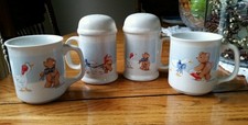 House of Lloyd 1989 Stove Christmas Bear & Duck Salt & Pepper Shakers 2 Mugs 