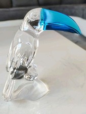 Figurine Toucan en cristal translucide/Cristallerie Royale de Champagne. 13x10cm