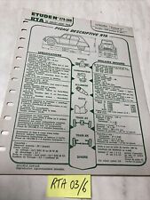 Fiche technique automobile Citroën Dyane 6 moteur M28/1 édition 1969 RTA