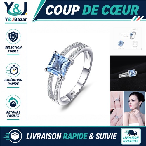 Bague topaze bleue naturelle
